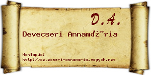 Devecseri Annamária névjegykártya